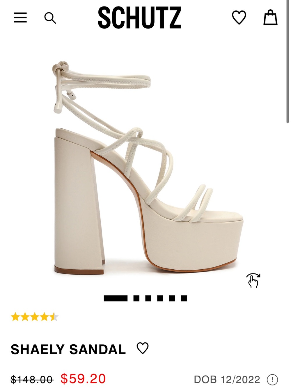 SCHUTZ Shaely High Platform Ankle-Tie Sandal - Cream